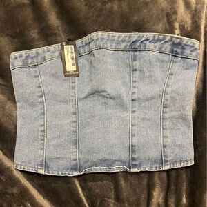 Prettylittlething denim tube top- light wash- size 4